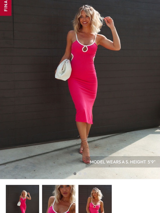 Vici Dresses & Skirts - Vici Fuchsia Midi Dress with White Contrast Trim